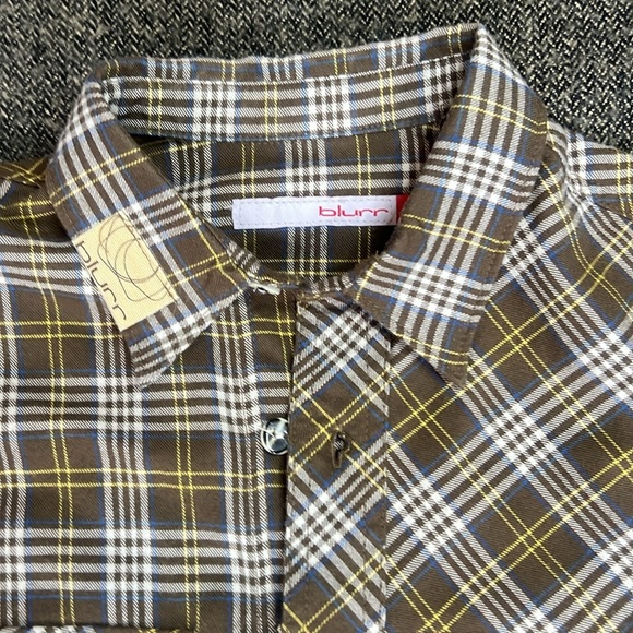Youth Blurr Plaid organic cotton Button Down EUC sz M 10-12y - Picture 2 of 7